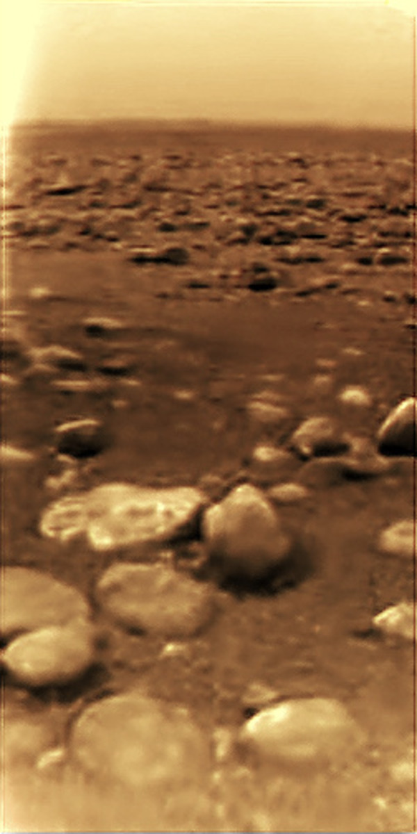 Color Enhanced Photograph of Titan's Surface
