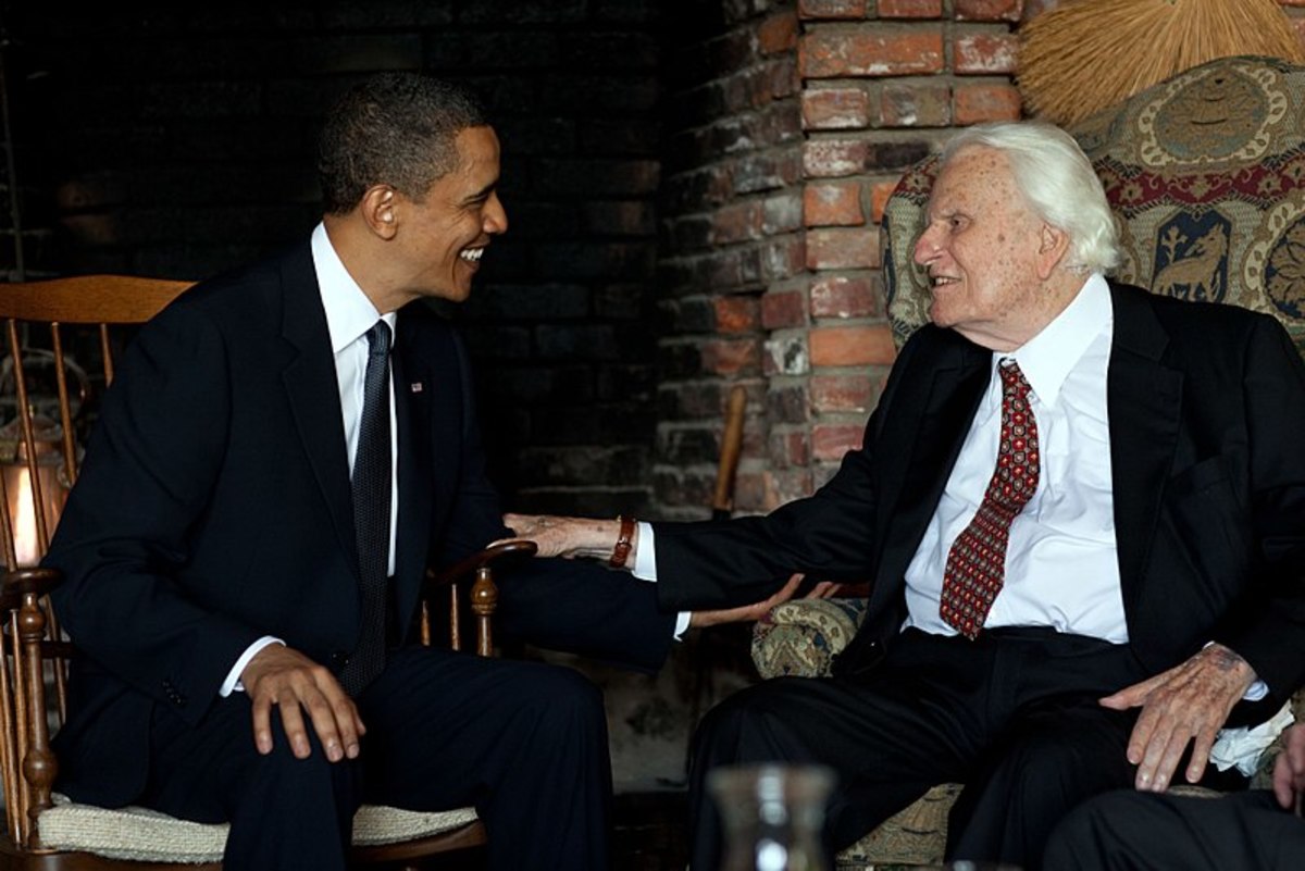 Former President Barack Obama and the Rev. Billy Graham in April 2010