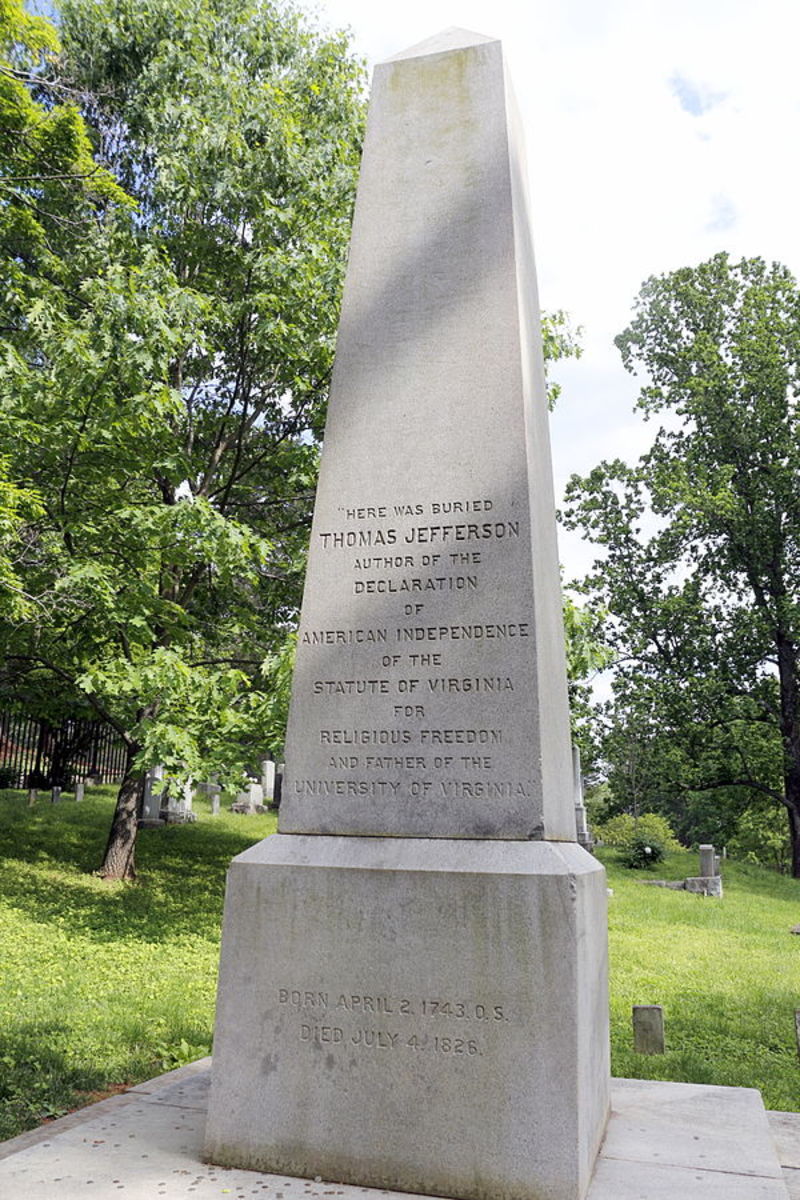 Gravestone of Thomas Jefferson at Monticello.