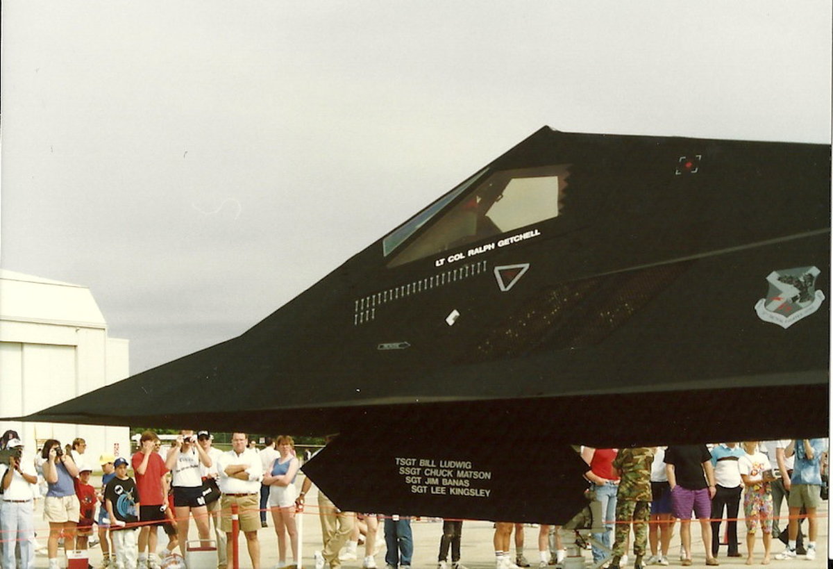 The nose of an F-117A Nighthawk at Andrews AFB, MD. The nose of an F-117A Nighthawk at Andrews AFB, MD.