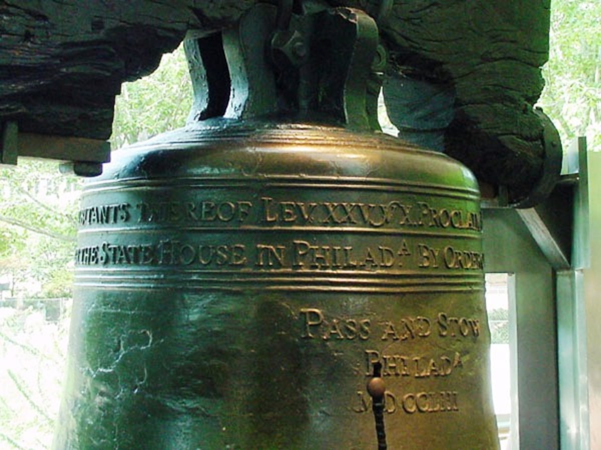 This U.S. Government photo of the Liberty Bell shows the Pass and Stow names on the inscription. 