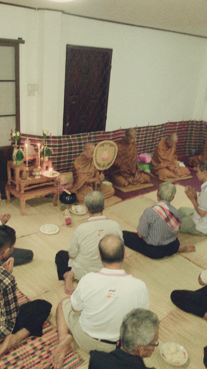 Buddhist monks blessing our home in Udonthani, Thailand, in August 2014