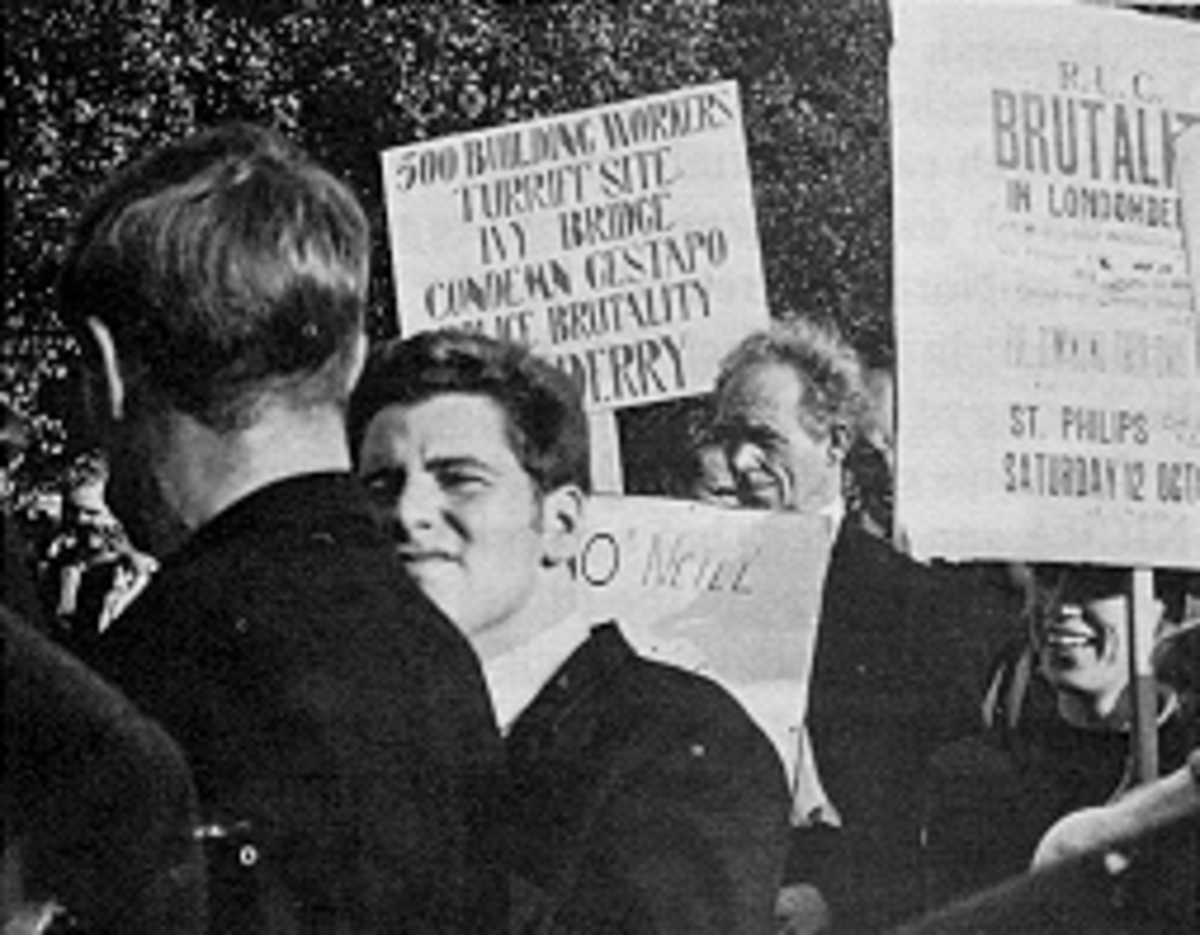 A protest march in London during the civil rights movement set up by the Connolly Association