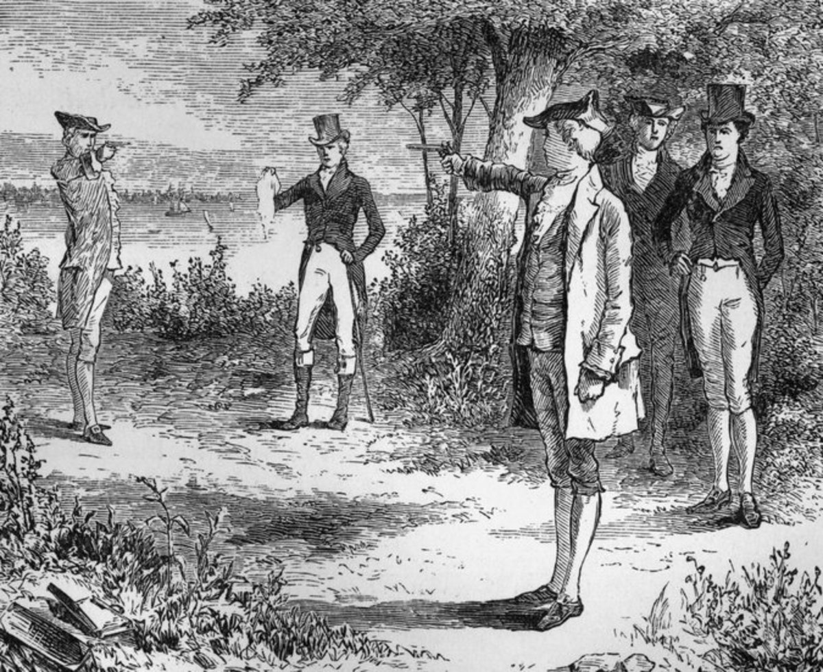 Artistic portrayal of a duel in the 1800s.