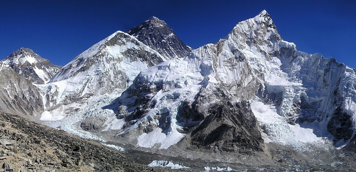 Mount Everest in the Himalayas mountain range.