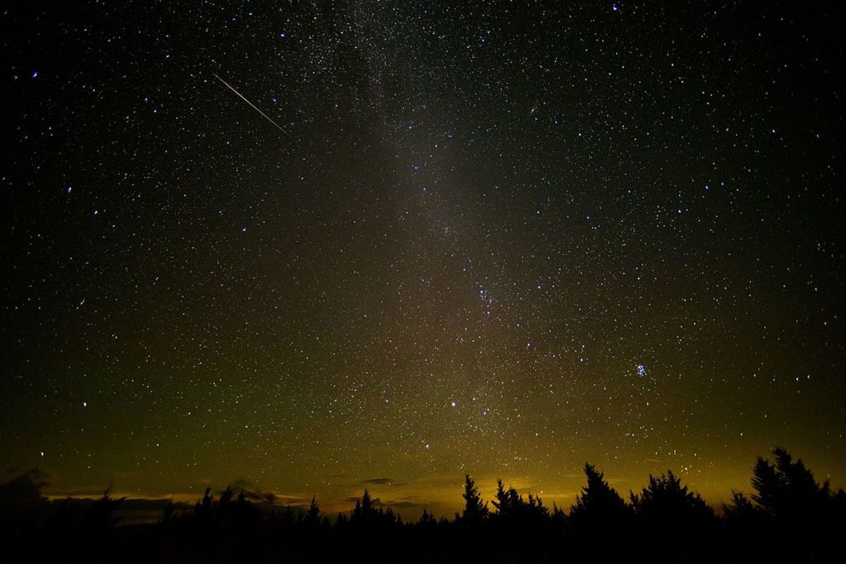 A meteor above West Virginia, part of the Perseid meteor shower in 2016