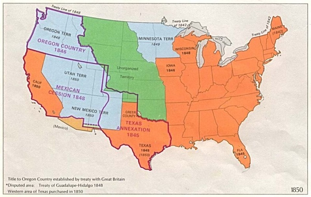 Map of the United States in 1850.