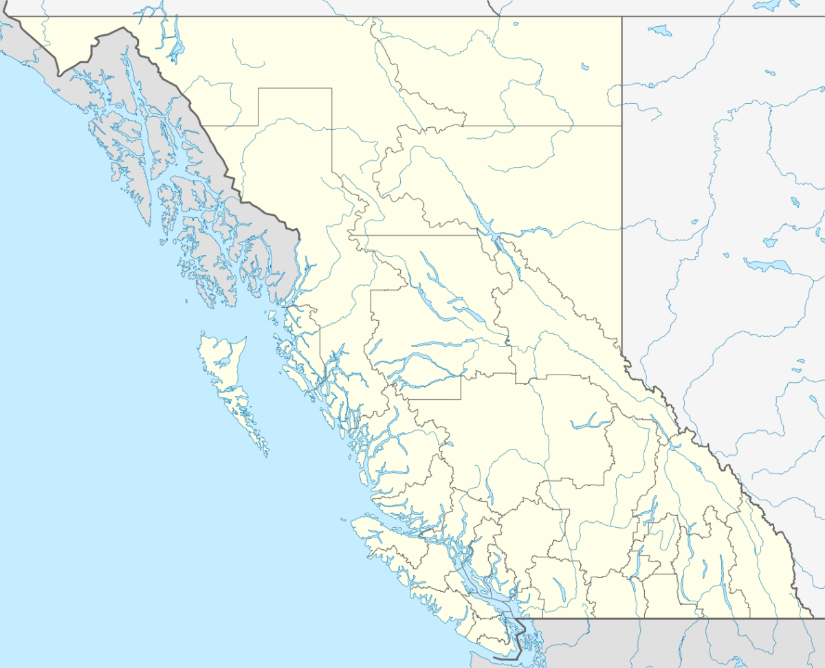 Map of British Columbia (the white areas in the map)