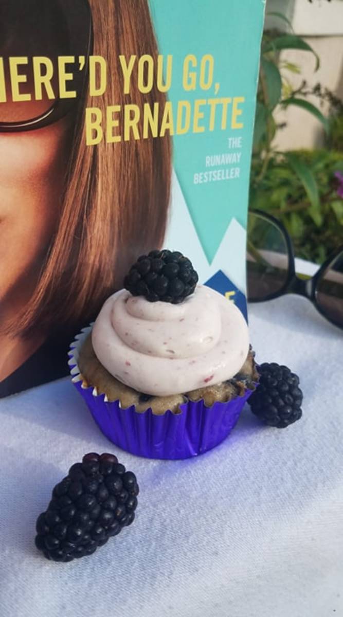 Blackberry French toast cupcakes with blackberry jam whipped cream are a perfect companion snack to enjoy while reading the book!