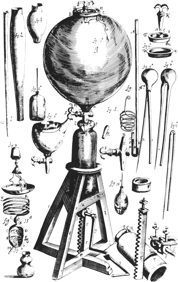 Drawing of Robert Boyle's air pump.