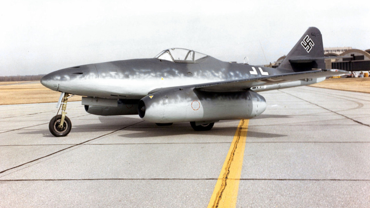 Pictured here is the Me-262; the world's first jet-powered aircraft.