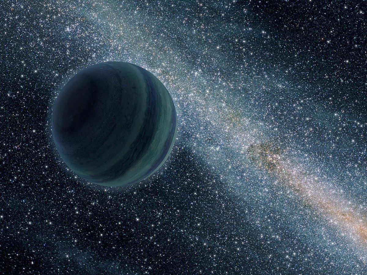 Artist's depiction of a rogue planet drifting through the vortex of space