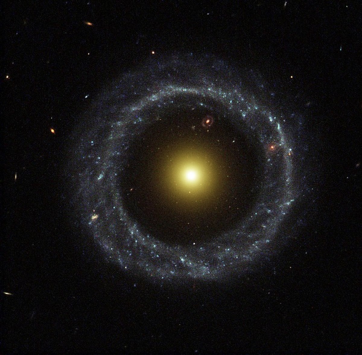 Image from the Hubble Space Telescope of the ring galaxy known as "Hoag's Object."