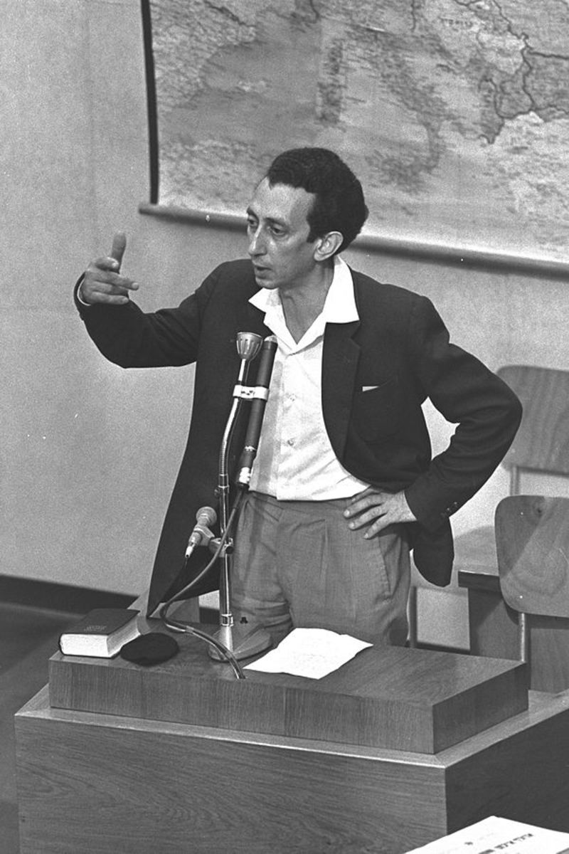 Abba Kovner in 1961 at the trial of Adolf Eichmann, one of the principal organizers of the Holocaust.