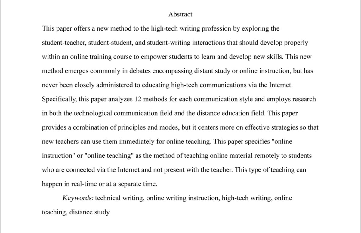 Format The Abstract Page In Apa Style 6th Edition Owlcation