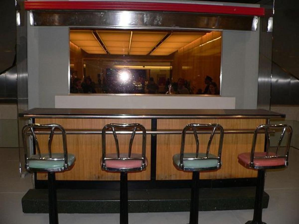 A portion of the lunch counter preserved in the Smithsonian