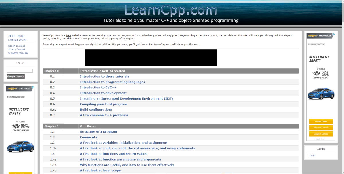 A screenshot of LearnCPP.com