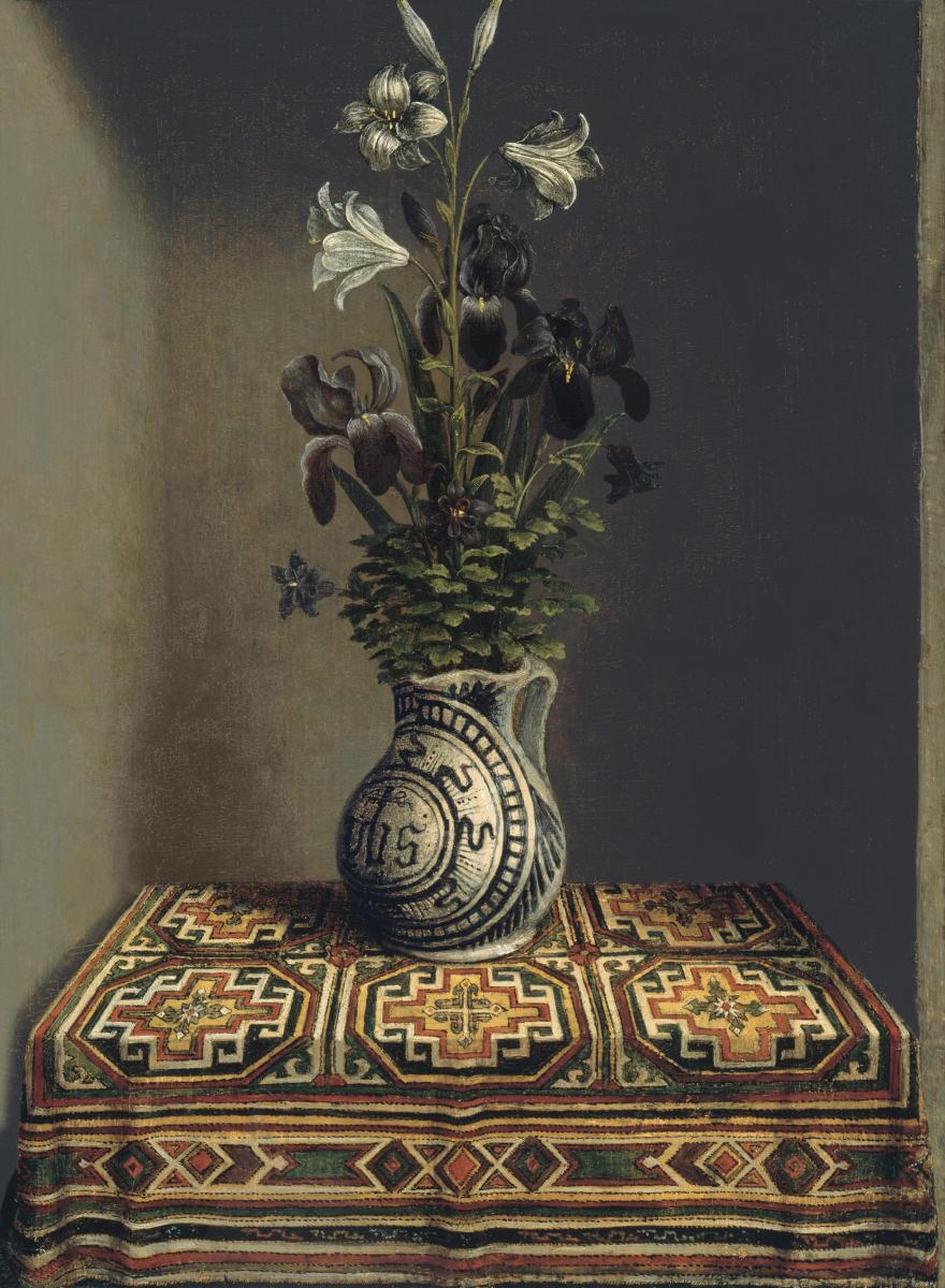 Hans Memling's painting Flowers in a Jug from around 1485. 