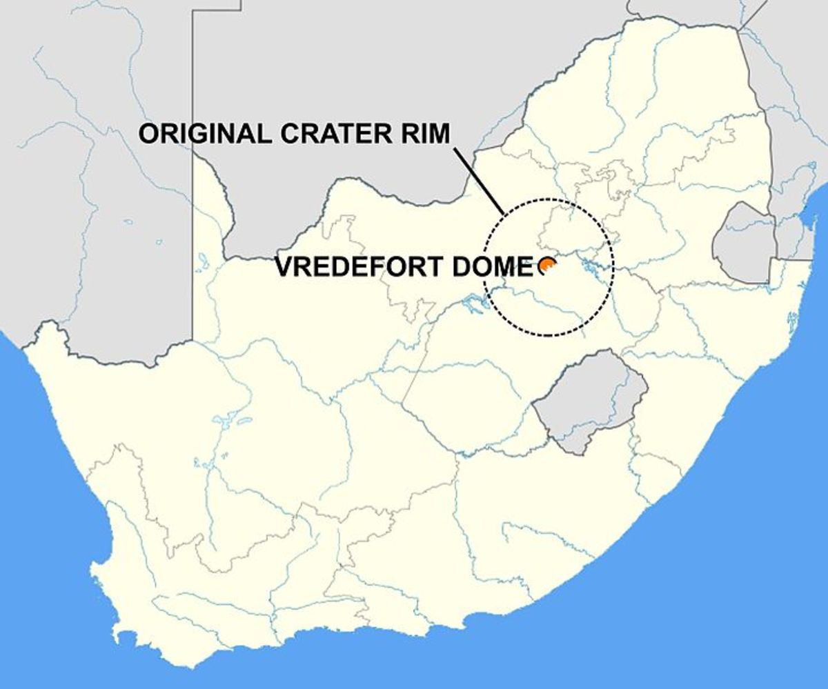 Vredefort was once huge—erosion made the crater a lot smaller but its original size is remarkable.