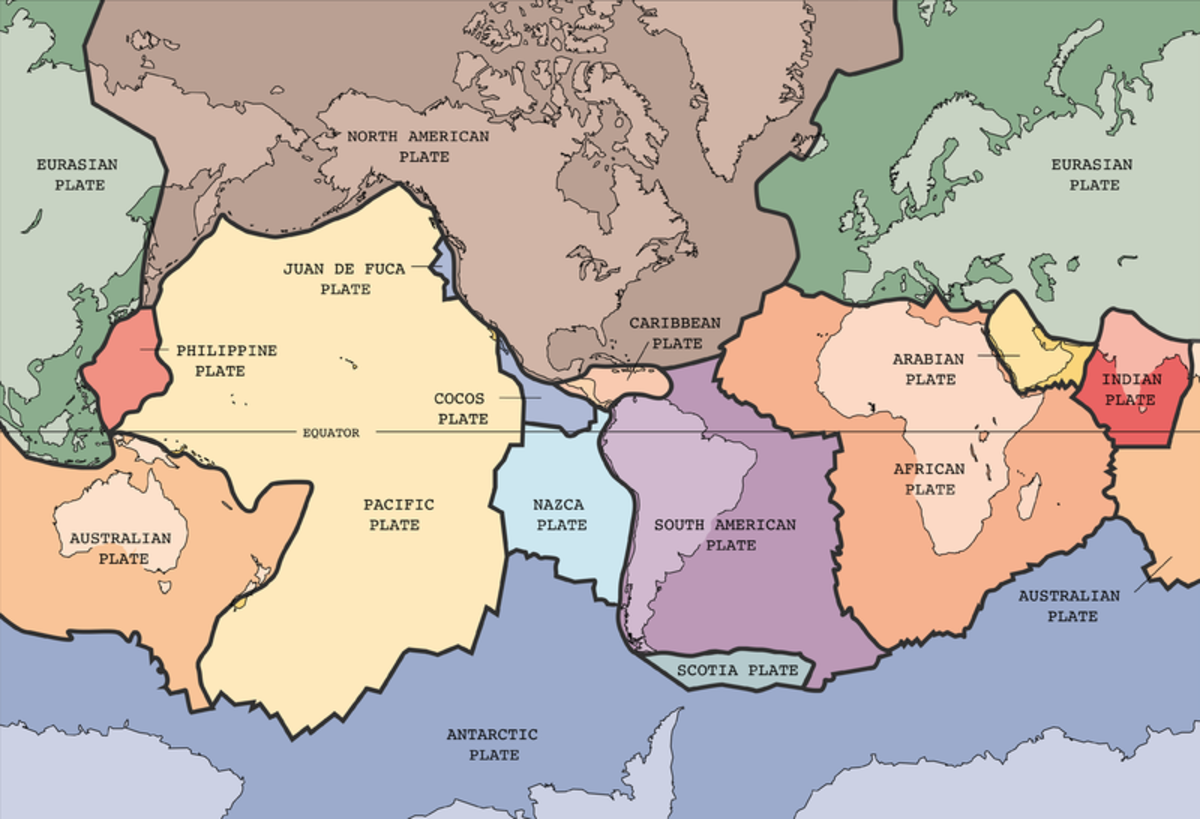 Tectonic plates of the earth.