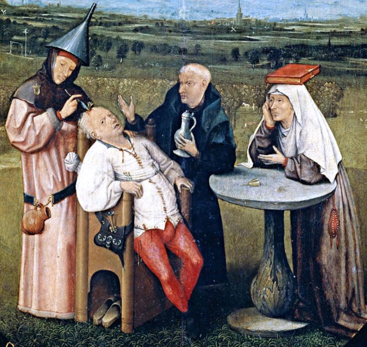 Hieronymus Bosch, in about 1494, painted a surgeon performing a trepanation.