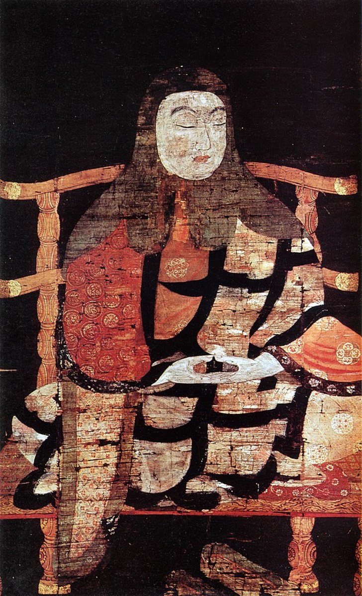 Historical portrait of Saichō, religious leader and founder of one of the most powerful branches of Japanese Buddhism in history.