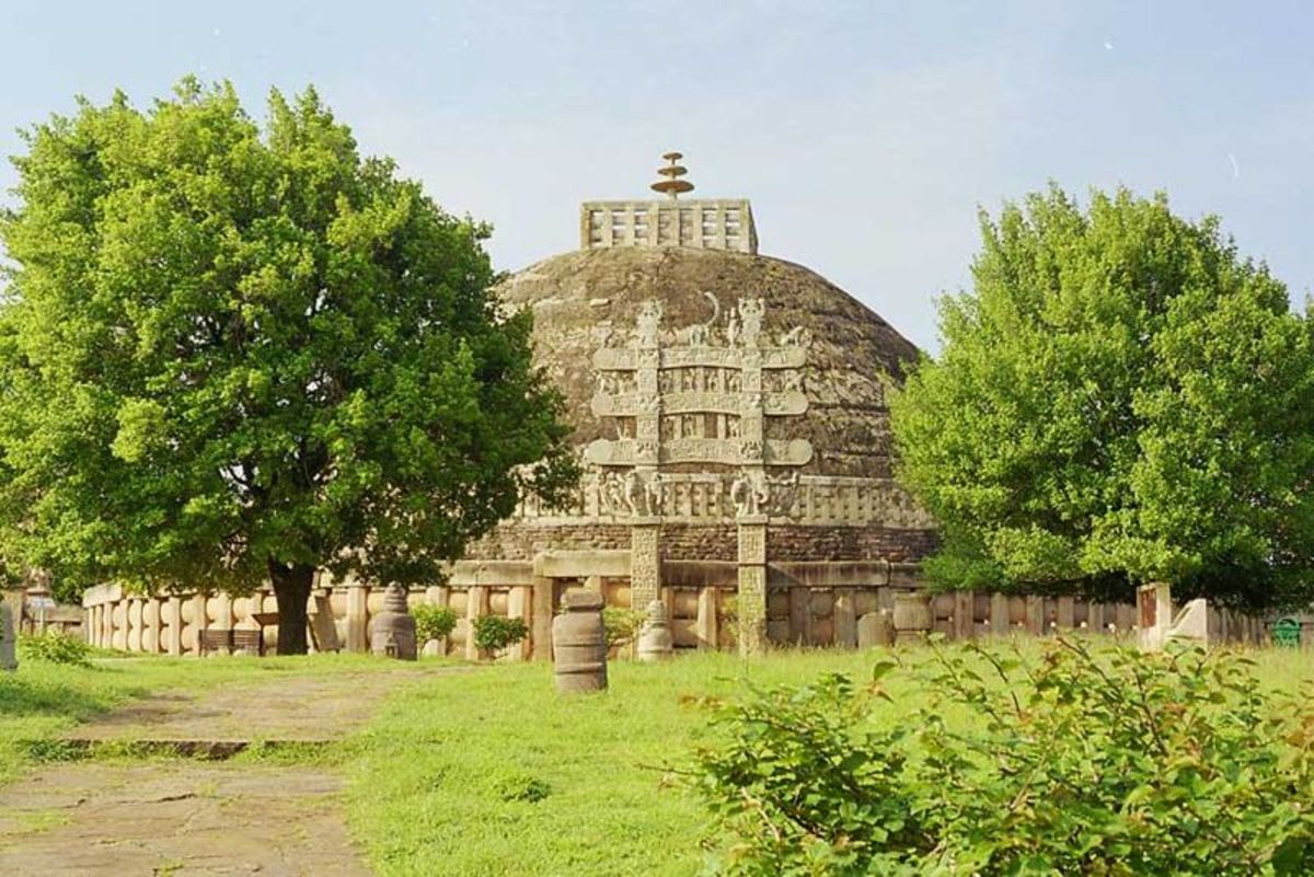 Buddhist stupa at Sanchi built during the Mauryan Empire