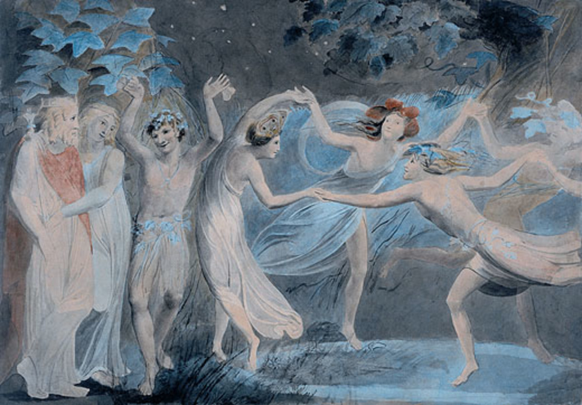 Oberon, Titania and Puck with Fairies Dancing by William Blake, c. 1786