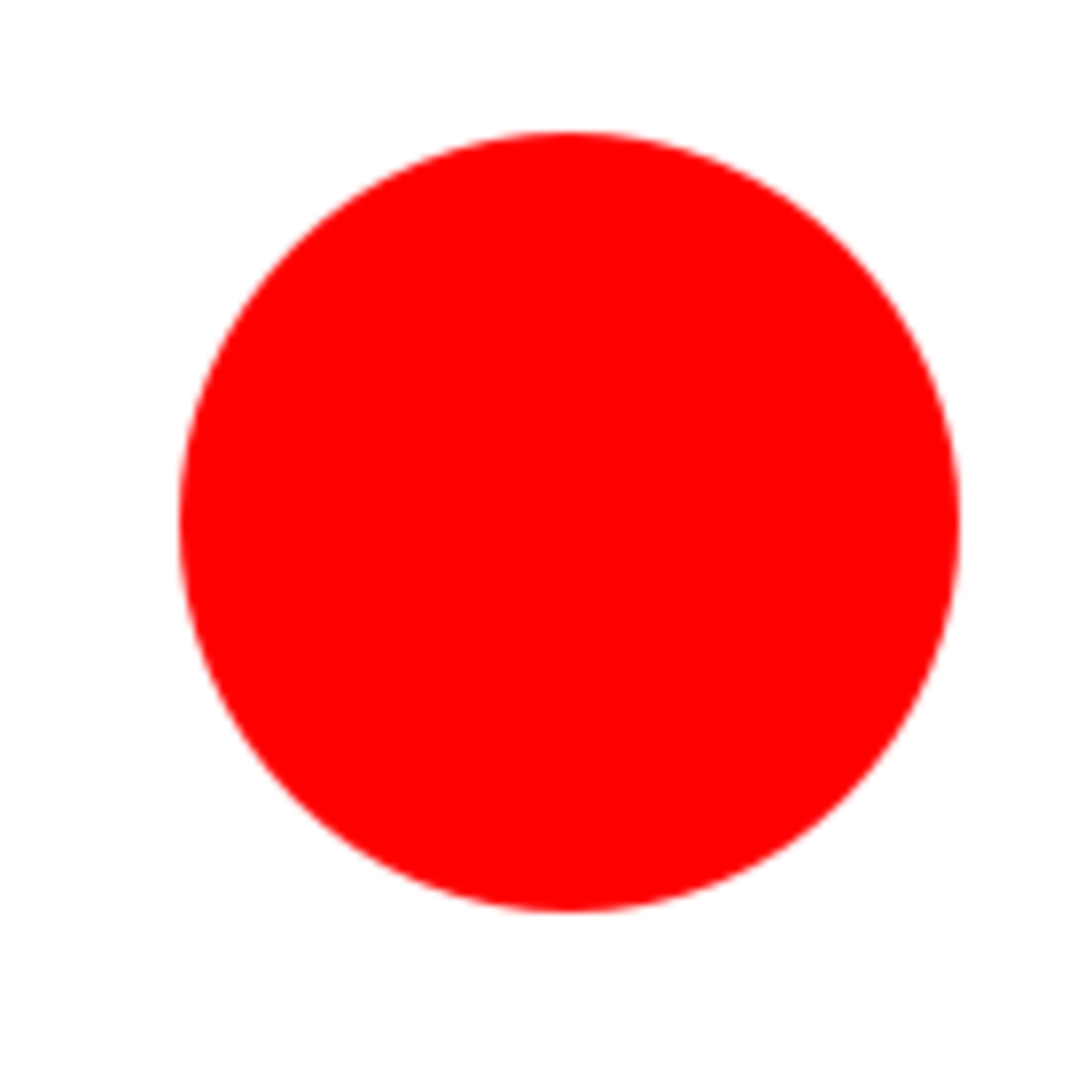 A red circle centered at coordinate (100, 100) with a radius of 50. 
