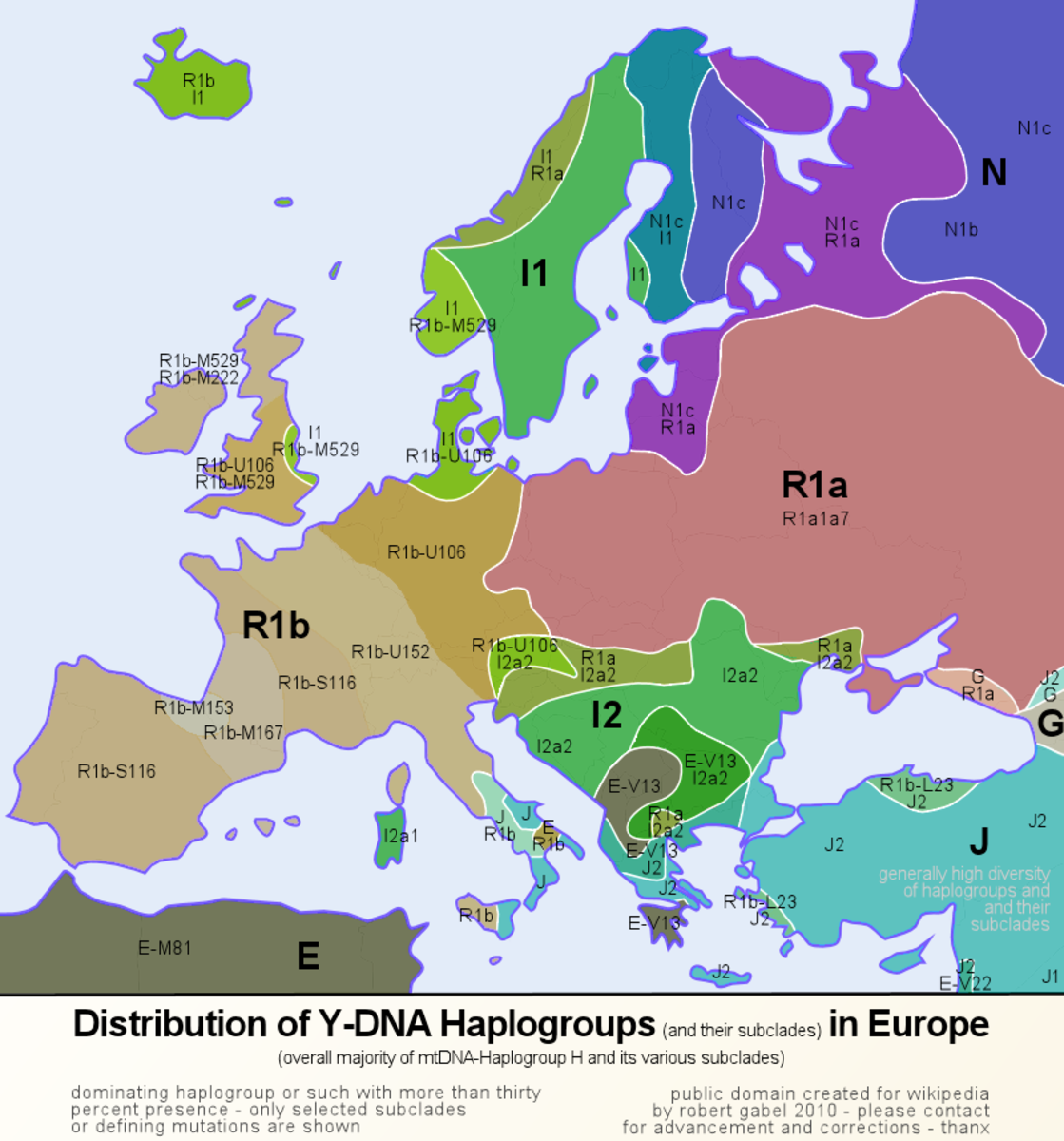 Y chromosome haplogroups within Europe. Click to enlarge.