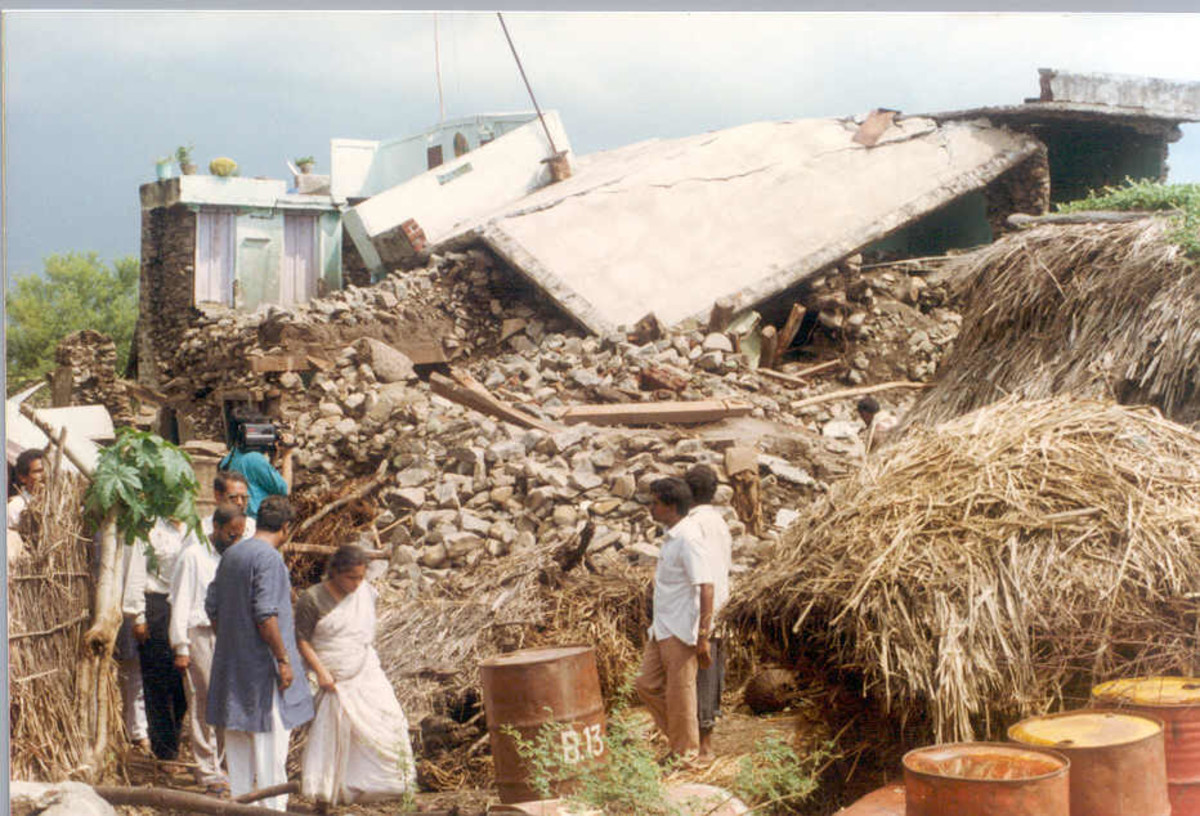 A destroyed village after the Latur earthquake