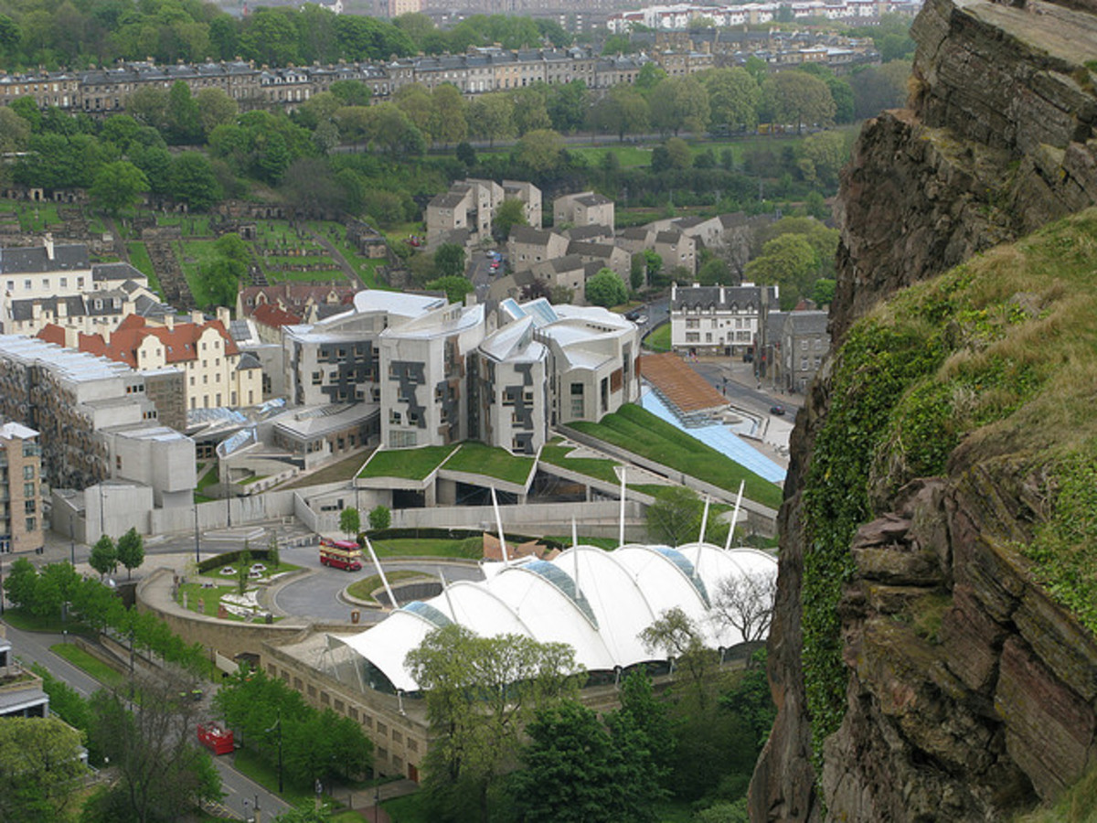 The view of the Parliament from Salisbury Crags
