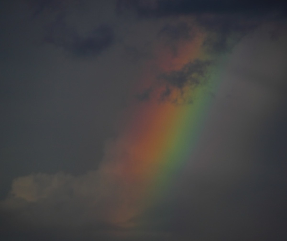 The rainbow was the sign of God's promise to never again destroy the world by water. 