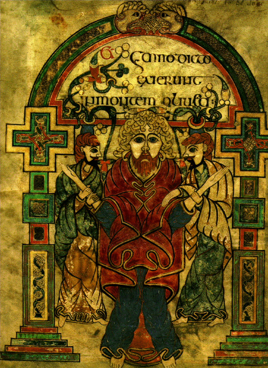 A page from the book of Kells showing the influence of Celtic Irish art on early monks