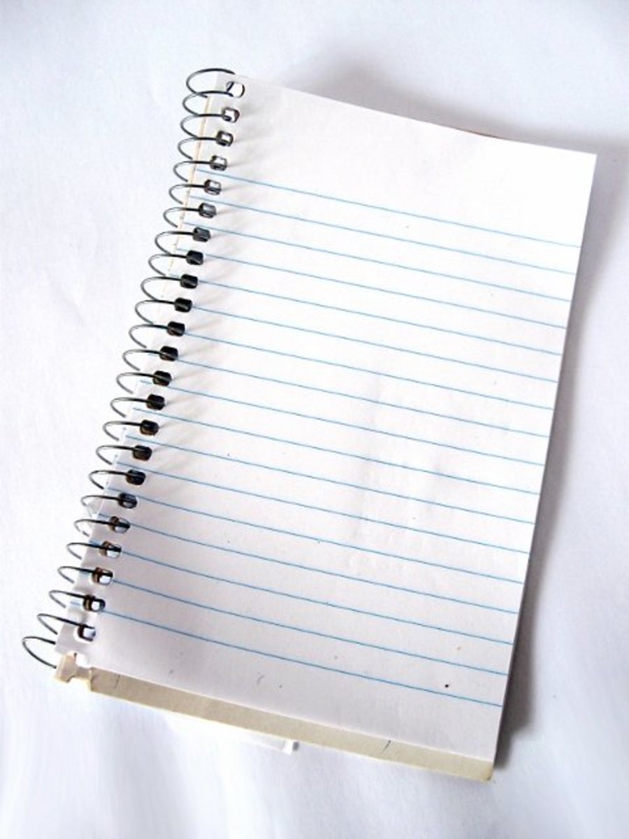 Empty pages of a notebook: a metaphor for the creative brain that has gone blank.