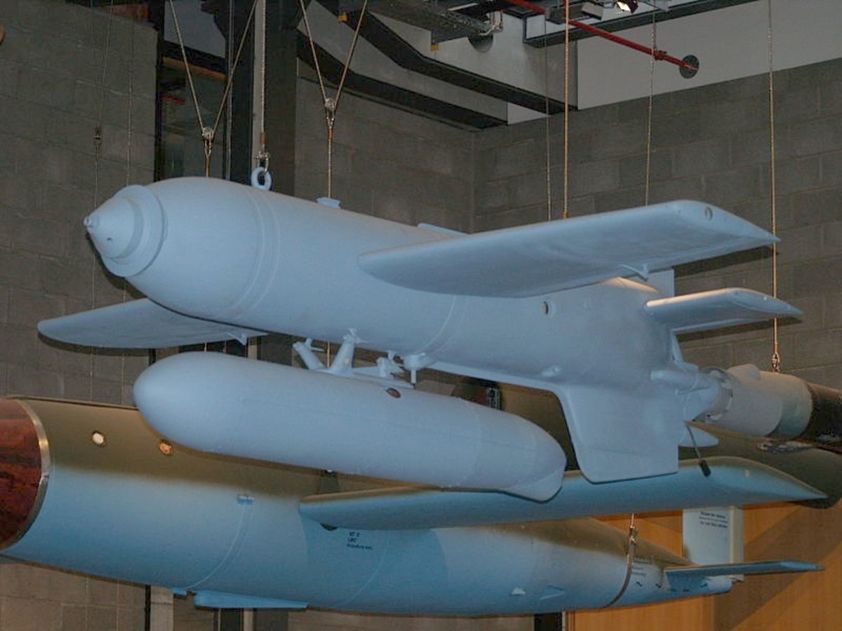 WW2:  Henschel Hs 293. German anti-ship guided missile.