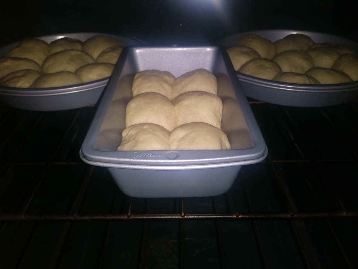 A half batch of rolls going in for baking.