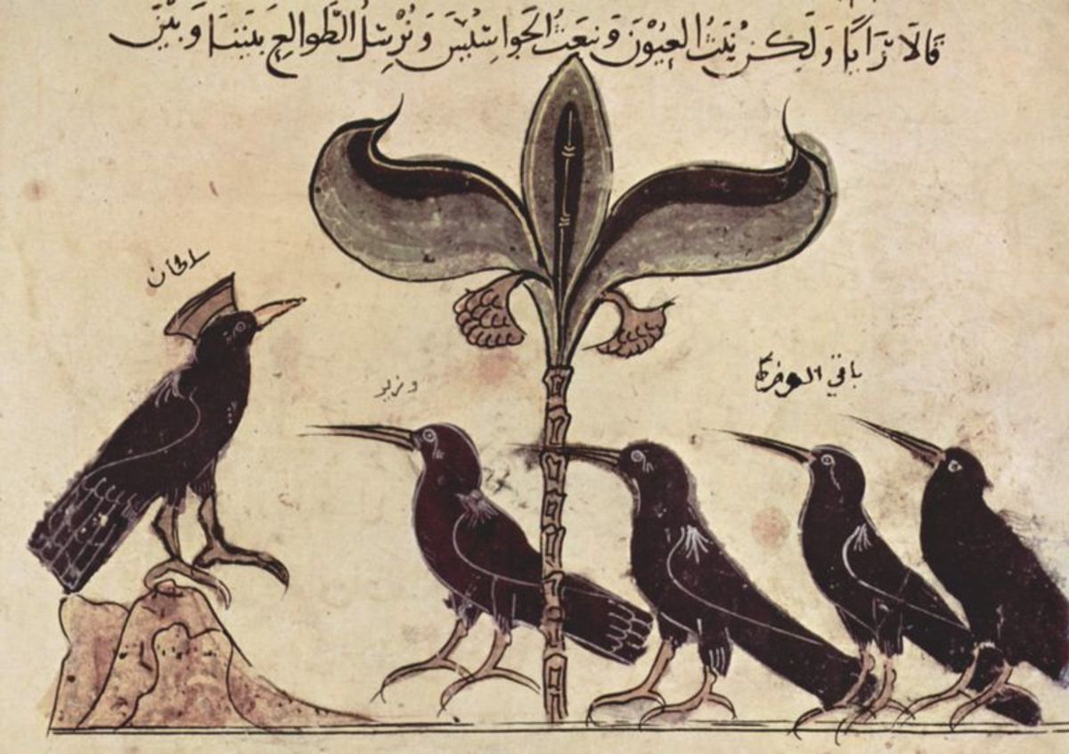 A handpainted illustration circa 13th century AD taken from "The Fables of Bidpai".