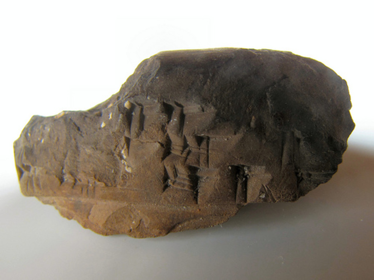 A fragment of a Sumerian clay tablet with cuneiform script embedded into it. Before the invention of paper writing was difficult and not easy to transport.