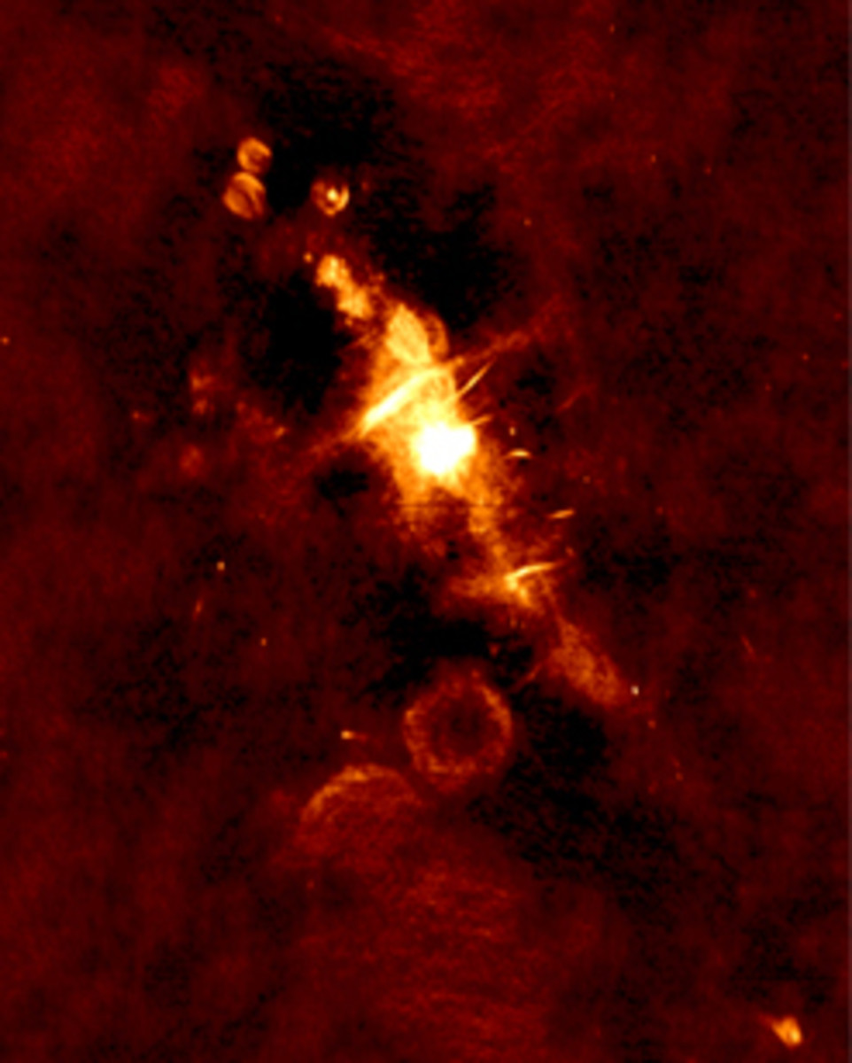 Sagittarius A*, the supermassive black hole at the center of our galaxy, and several companion stars.