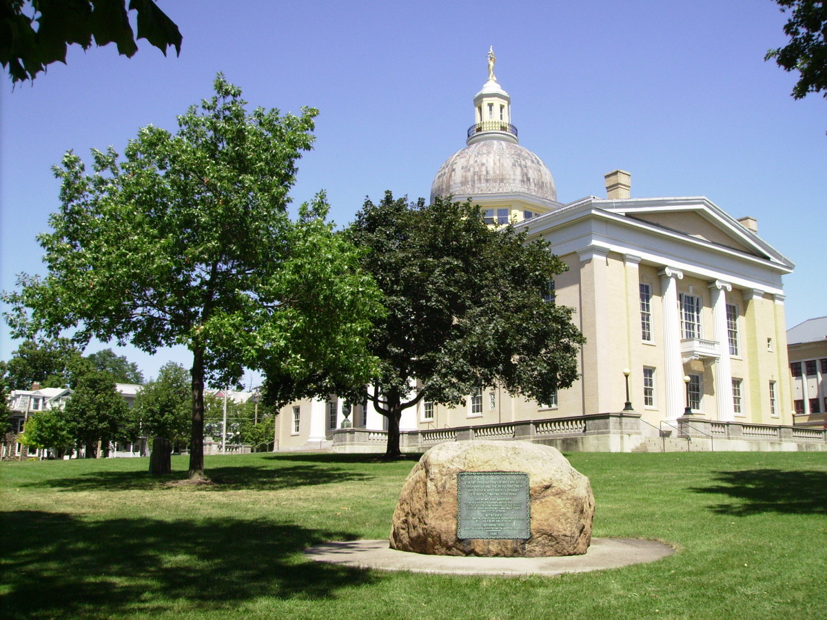 Ontario County Courthouse in downtown Canandaigua.  It was on this site on November 11, 1794 that Timothy Pickering representing the United States met with a group of sachems and Warriors, including the famous Chief Red Jacket, representing the Senec