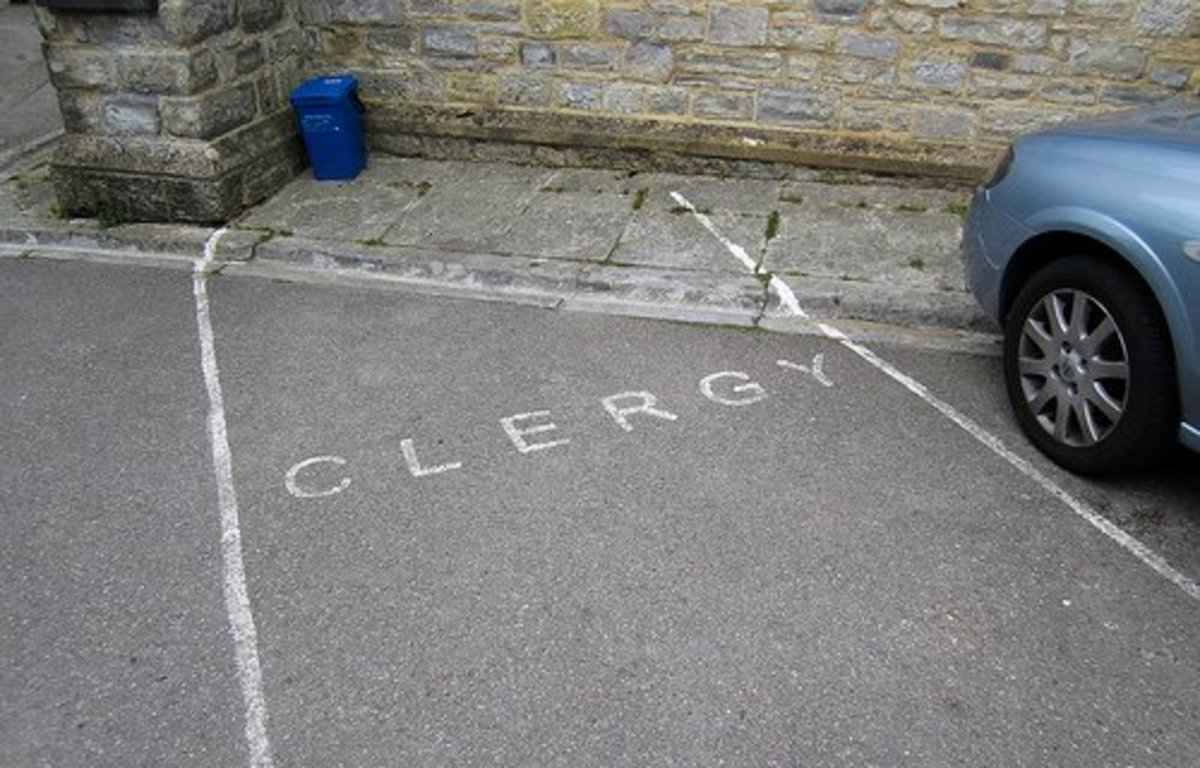 This is an example of a parking space reserved for clergy members only. 