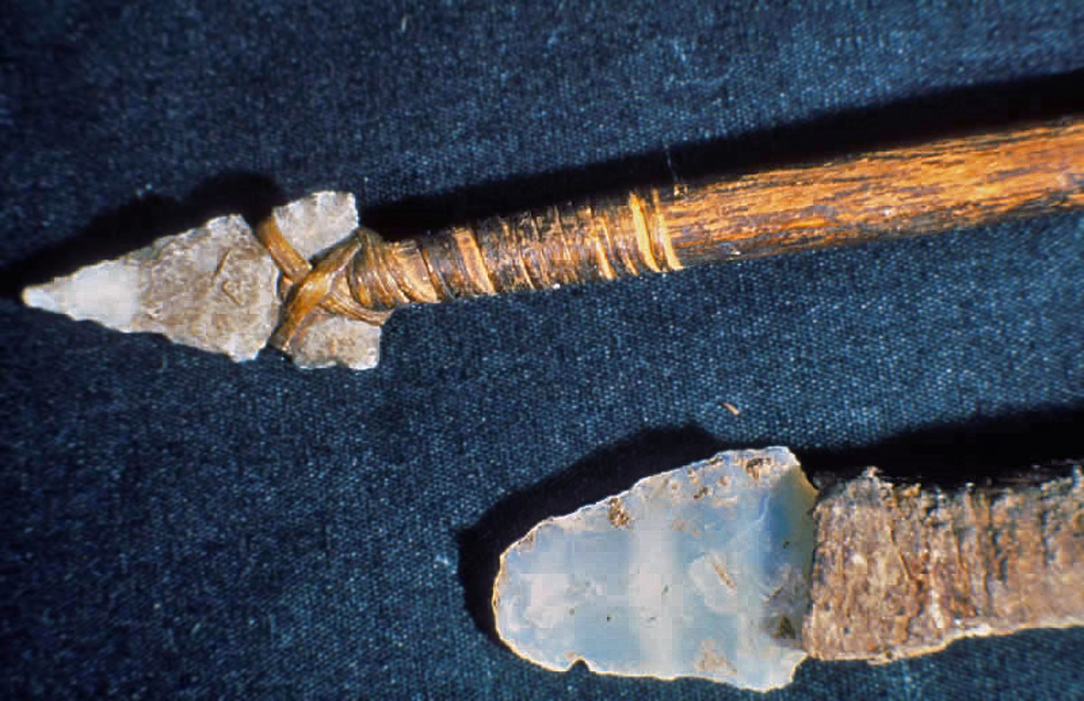 A hunting spear (above) and knife (below) found in the Mesa Verde National Park in Colorado.