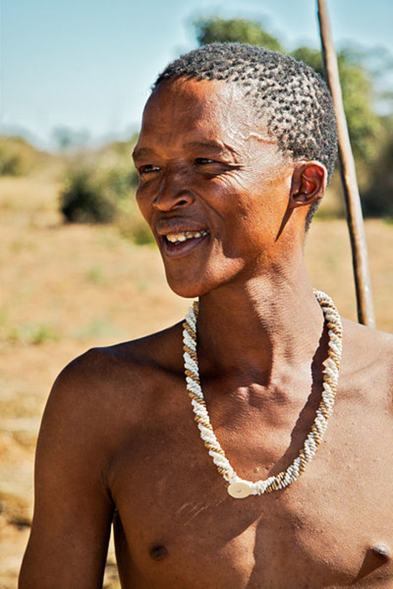 This San tribesman only works on average 19 hours a week in order to obtain enough food to survive.