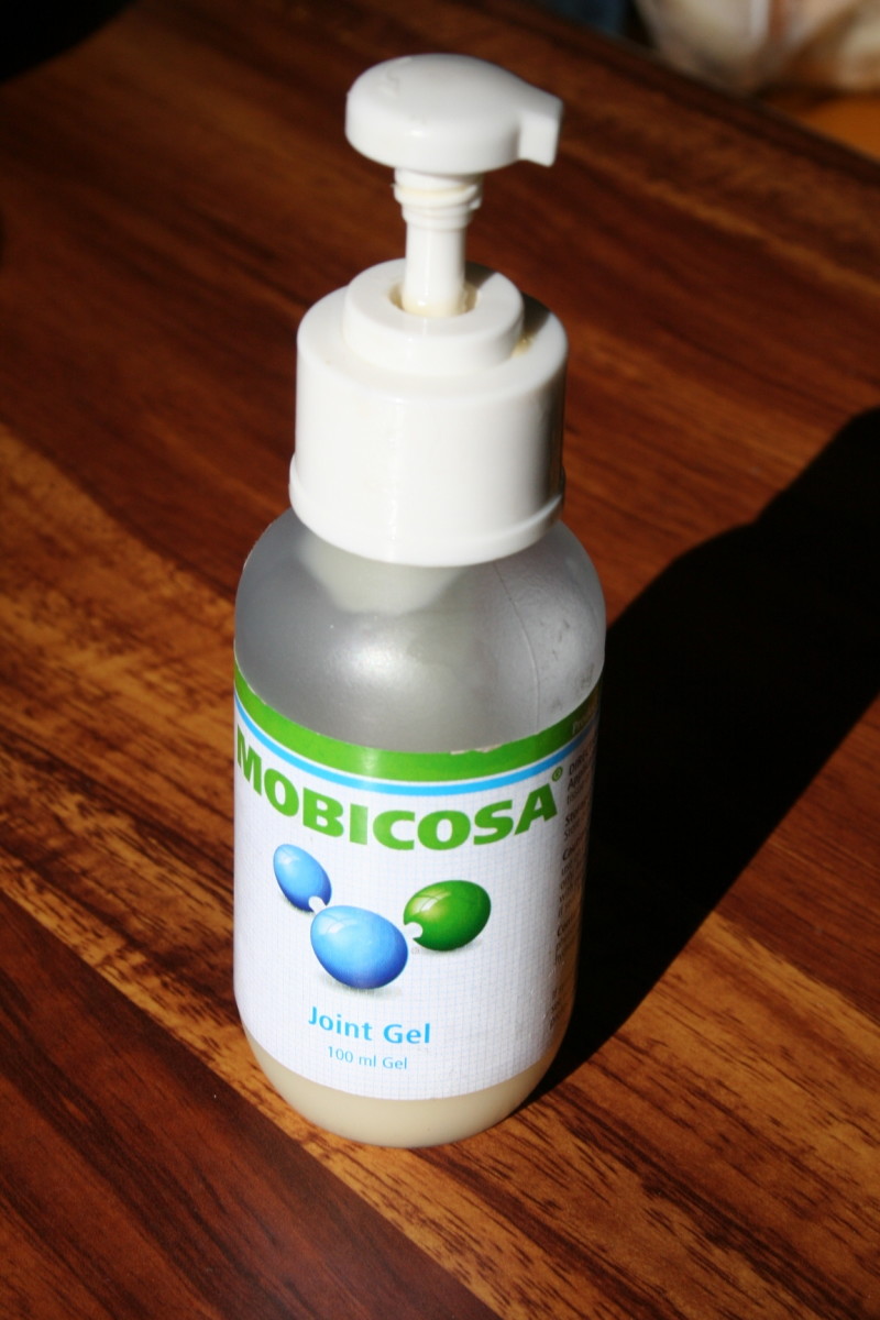 My trusty bottle of Mobicosa gel. I smothered the gel on my husband's broken ankle shortly after the accident, and the swelling was gone by the time we reached the hospital (about 30 minutes).