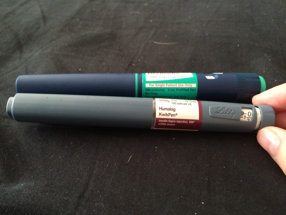 These are the two types of insulin I use every day (they come in a pen!).