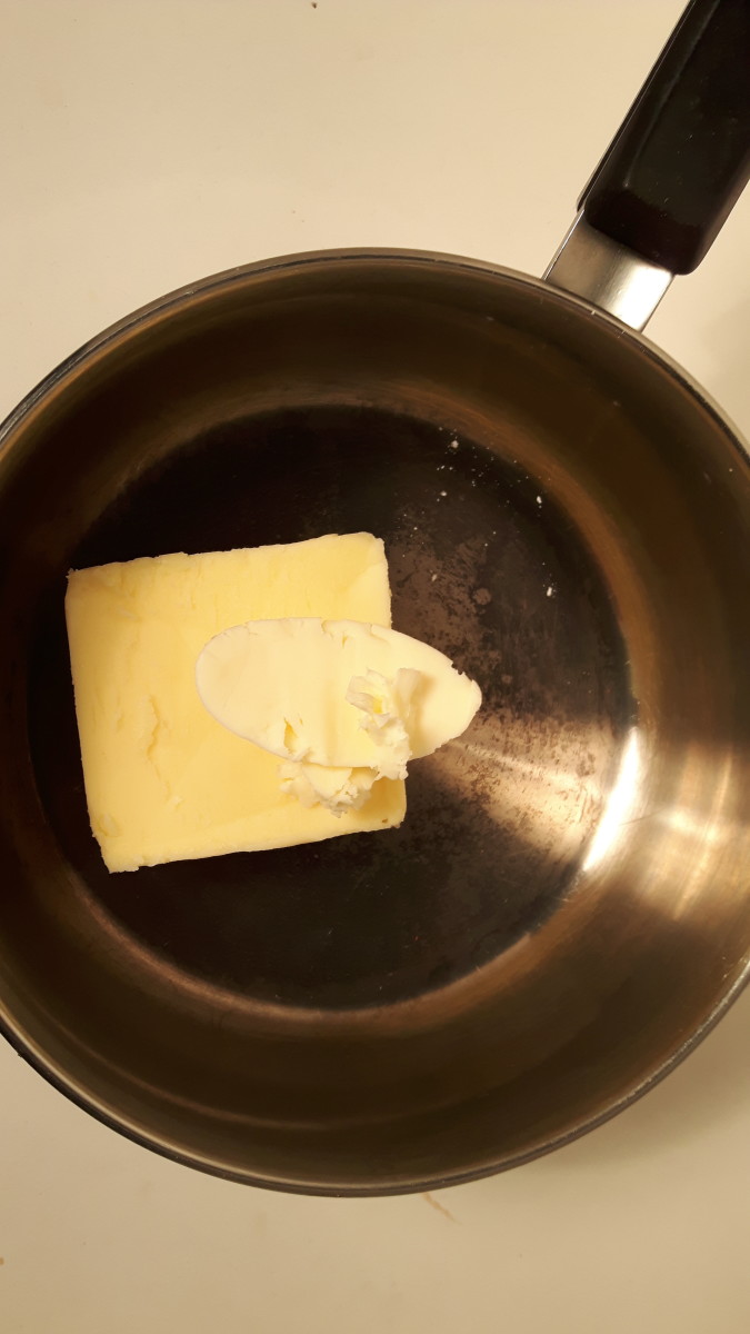 The butter ready to melt and brown.