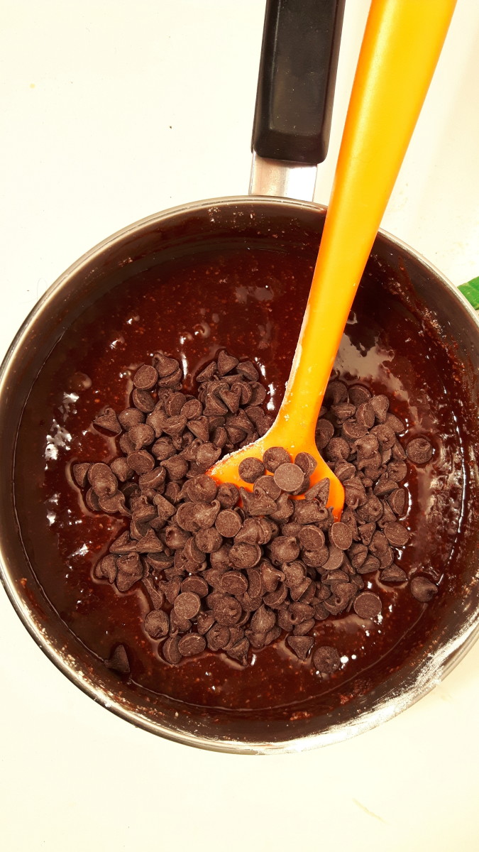 Mixing in the chocolate chips
