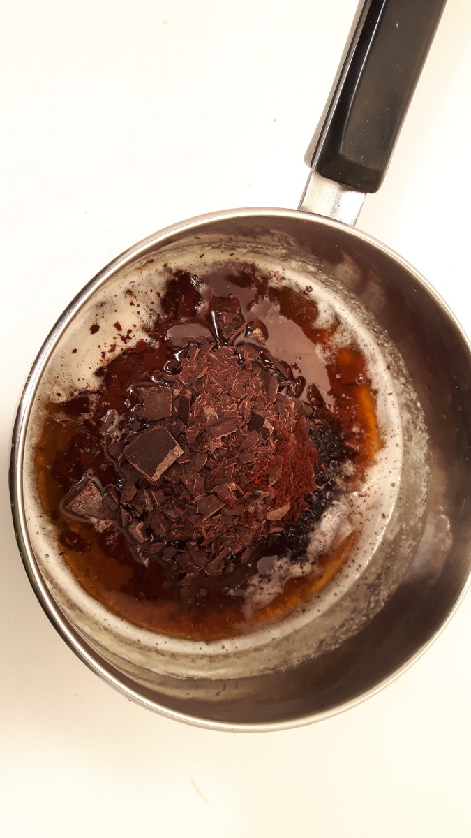 Add the chocolate to the browned butter