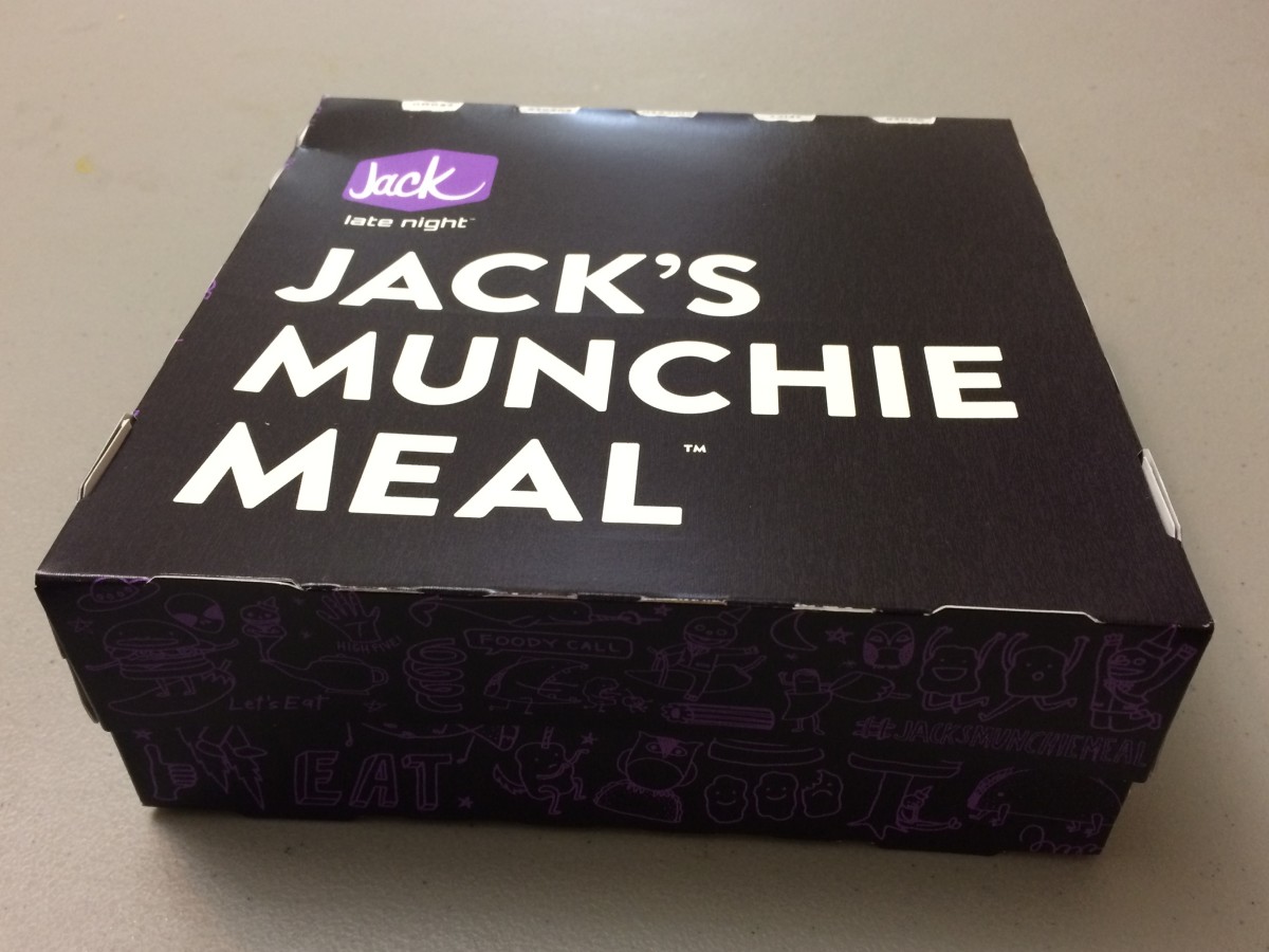 The outside of a Jack-in-the-Box munchie meal.